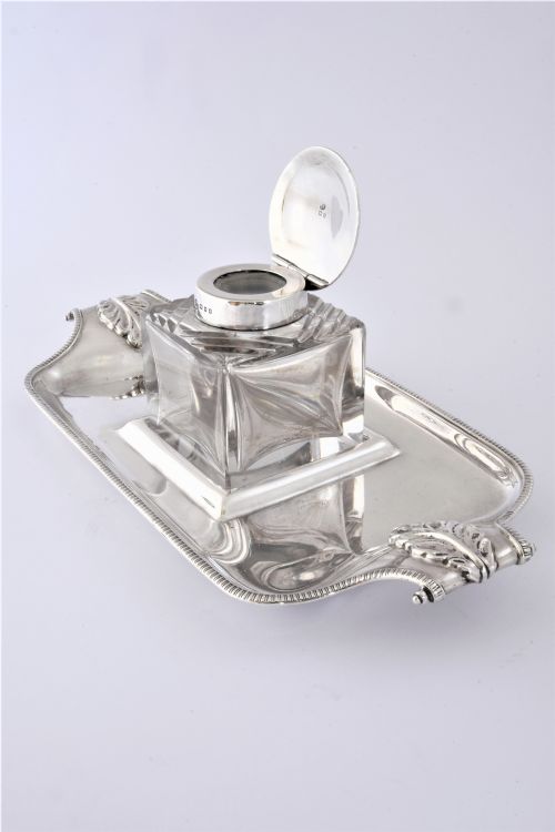 fig 3. Antique Silver Inkwell and Stand 1919