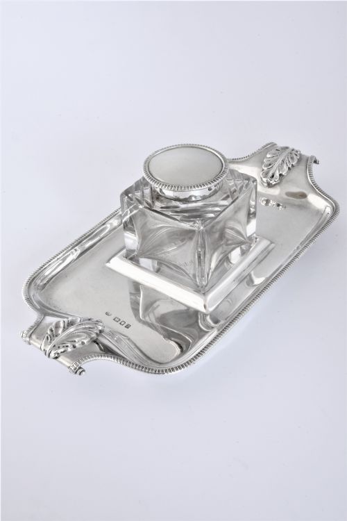 fig 4. Antique Silver Inkwell and Stand 1919
