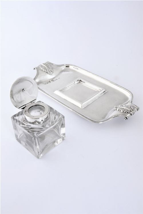 fig 5. Antique Silver Inkwell and Stand 1919