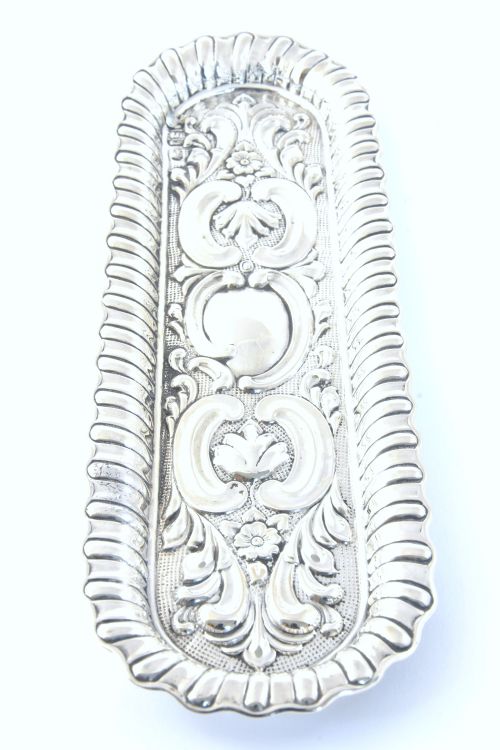 Victorian Antique Silver Pen Tray 1901