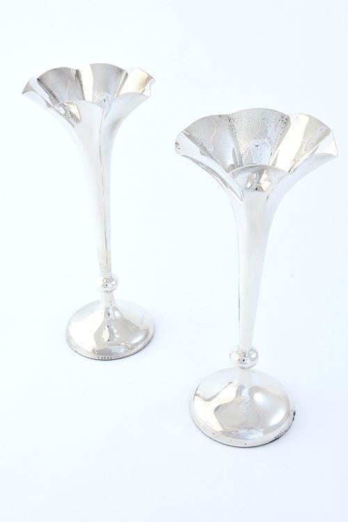 Pair of Antique Silver Posy Vases 1900