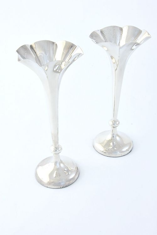 fig 1. Pair of Antique Silver Posy Vases 1900