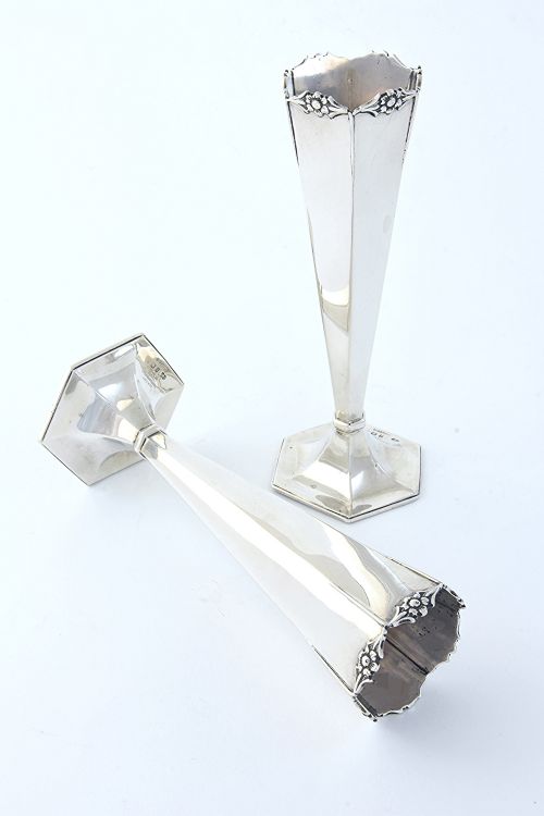 fig 2. Pair of Art Nouveau Solid Silver Vases 1908