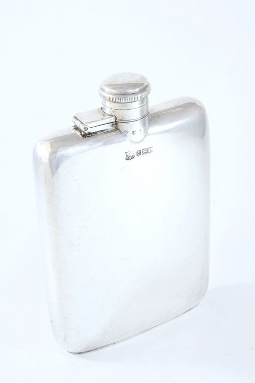 Antique Silver Hip Flask 1918