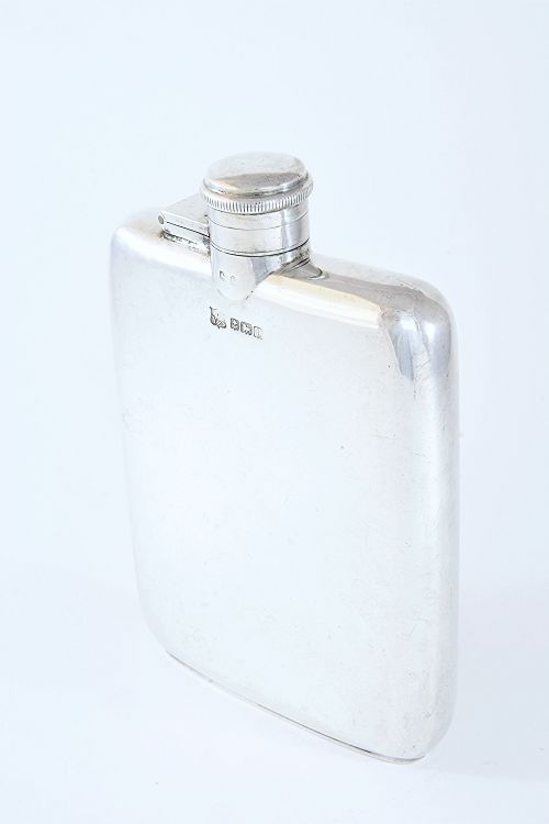 fig 1. Antique Silver Hip Flask 1918