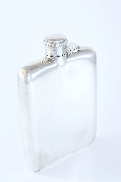 fig 2. Antique Silver Hip Flask 1918
