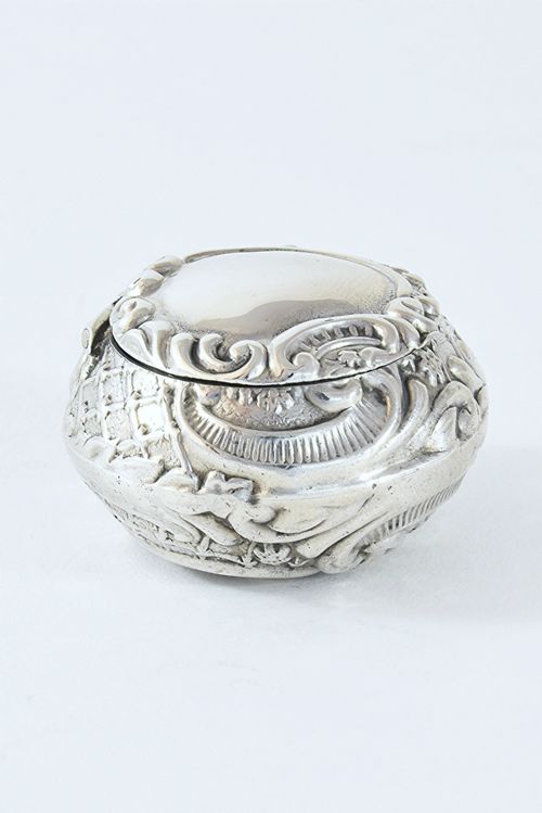 fig 2. Embossed Edwardian Silver Pill Box 1904