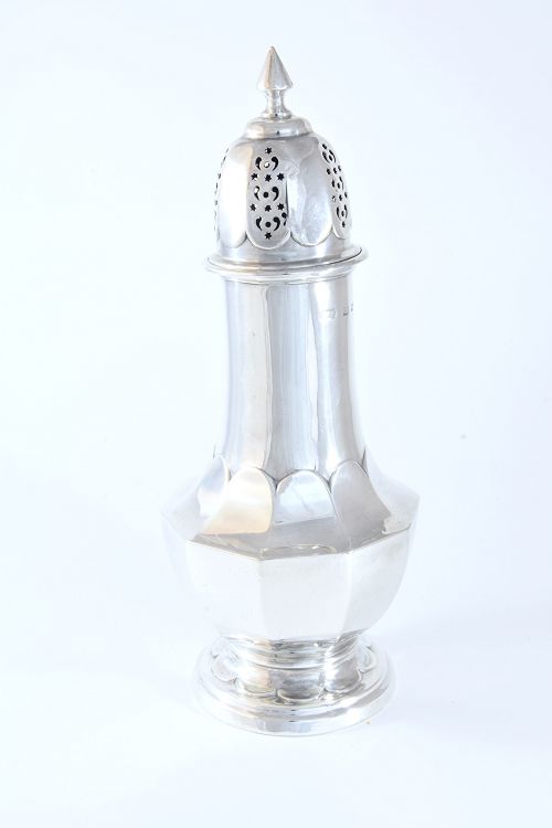 fig 1. Large Edwardian Silver Sugar Shaker 1902