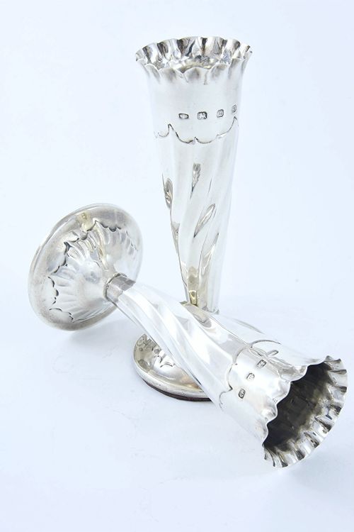 fig 2. Pair of Victorian Solid Silver Posy Vases - 1896