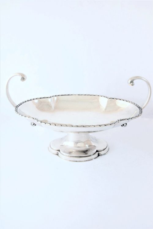 Large Antique Silver Pedestal Bowl 1912