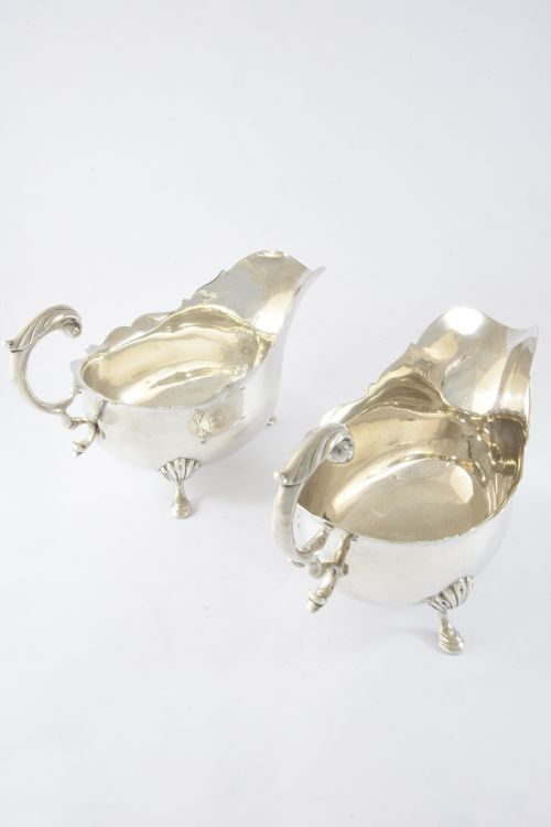 fig 3. Pair of Edwardian Antique Silver Sauce Boats 1909