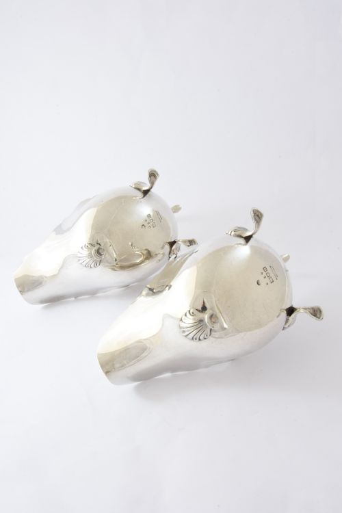 fig 4. Pair of Edwardian Antique Silver Sauce Boats 1909