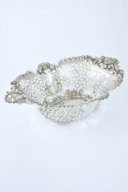 Large Edwardian Antique Silver Basket – Chester 1905