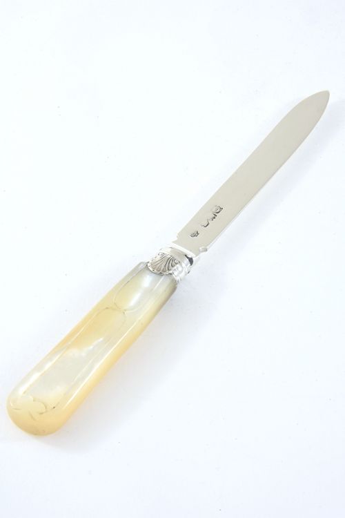 fig 1. Solid Silver Letter Opener with Mother of Pearl Handle 1900