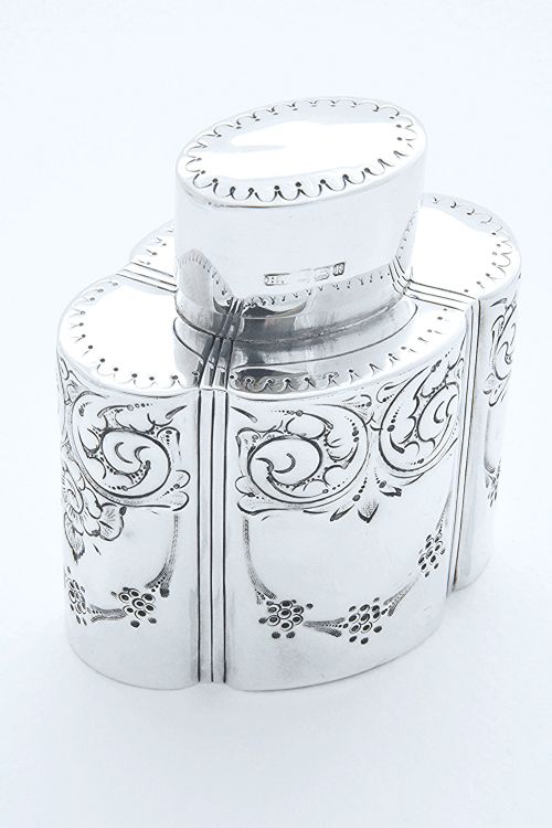 fig 1. Edwardian Antique Silver Tea Caddy 1902