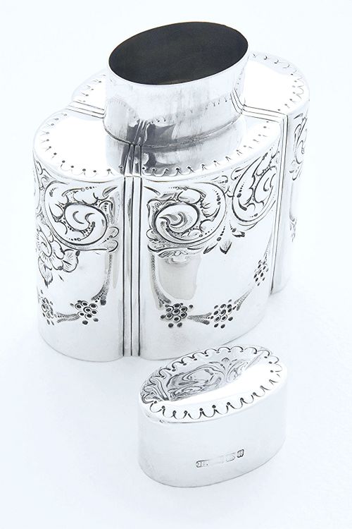 fig 3. Edwardian Antique Silver Tea Caddy 1902
