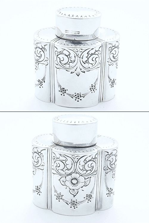 fig 2. Edwardian Antique Silver Tea Caddy 1902