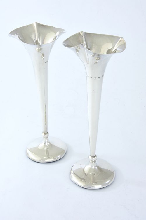 fig 1. Pair of Antique Silver Posy Vases 1904