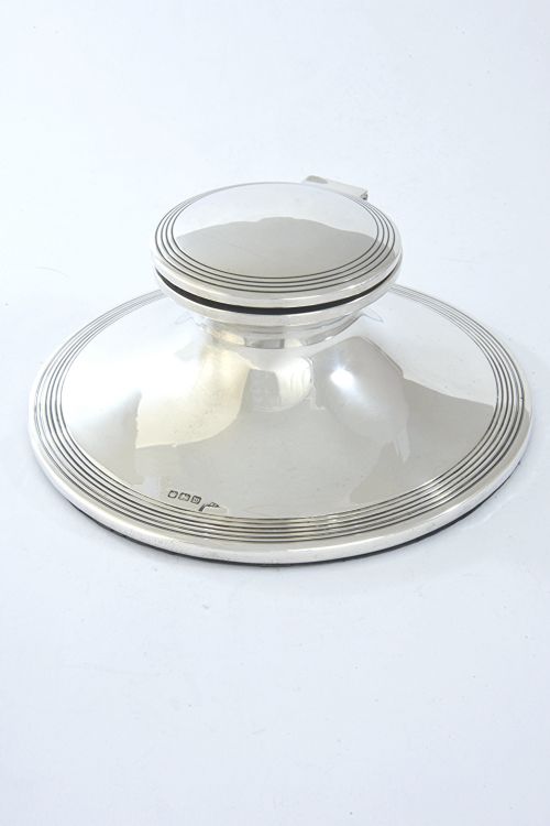 fig 1. Large Antique Silver Capstan Inkwell 1914