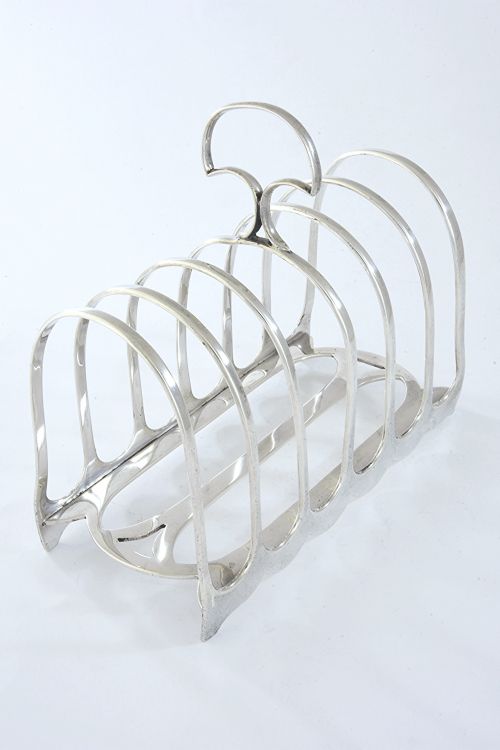 Large Six Slice Antique Silver Toast Rack 1904