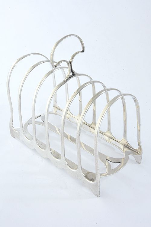 fig 1. Large Six Slice Antique Silver Toast Rack 1904