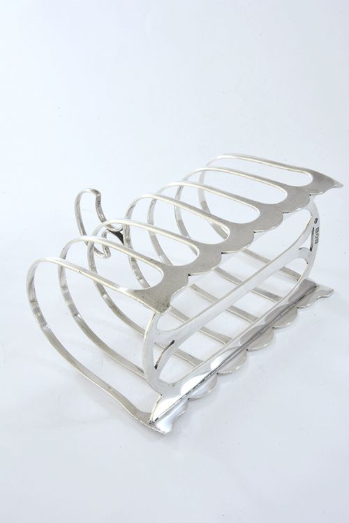 fig 3. Large Six Slice Antique Silver Toast Rack 1904