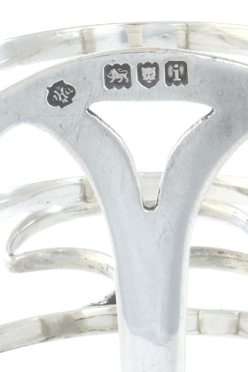 fig 4. Large Six Slice Antique Silver Toast Rack 1904