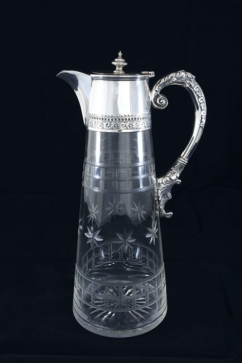Victorian Silver Mounted Cut Glass Claret Jug 1898