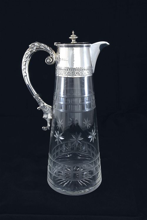 fig 1. Victorian Silver Mounted Cut Glass Claret Jug 1898