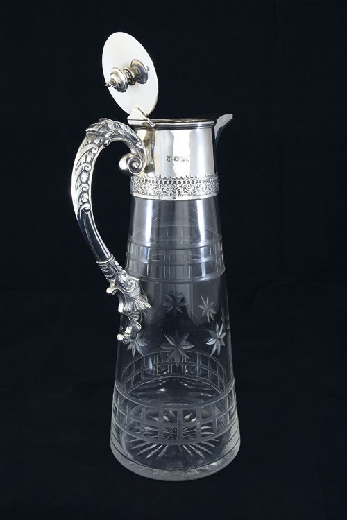 fig 2. Victorian Silver Mounted Cut Glass Claret Jug 1898
