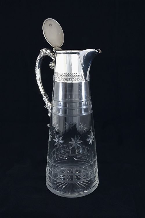 fig 3. Victorian Silver Mounted Cut Glass Claret Jug 1898