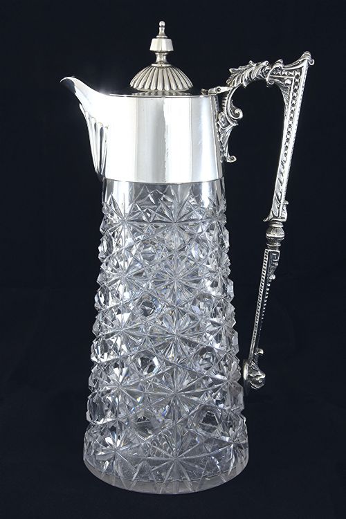 Victorian Silver Mounted Cut Glass Claret Jug 1894
