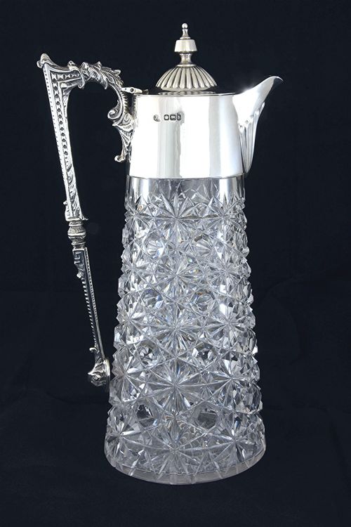 fig 1. Victorian Silver Mounted Cut Glass Claret Jug 1894