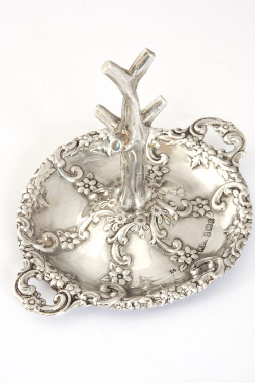 fig 1. Edwardian Embossed Antique Silver Ring Tree 1904