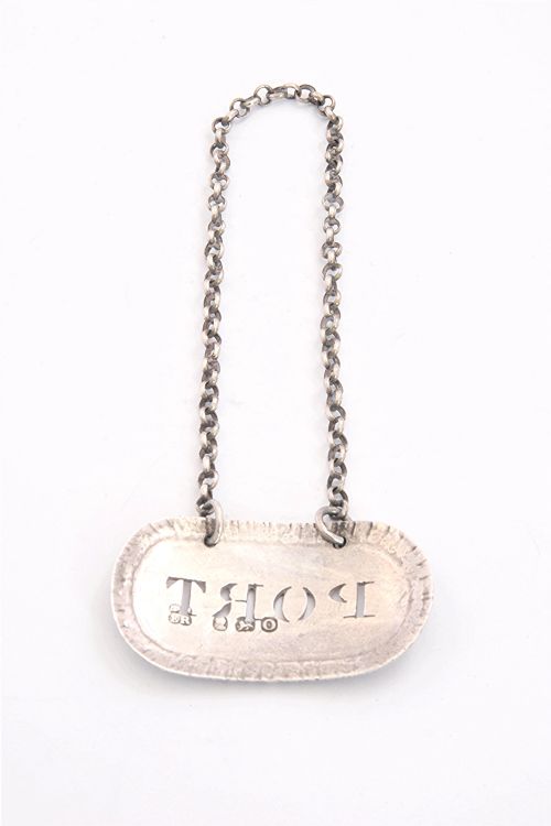 fig 1. George III Antique Silver Decanter Label (Port) 1809