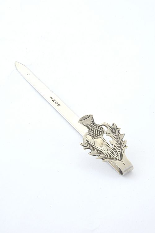 Unusual Antique Silver Thistle Bookmark 1911