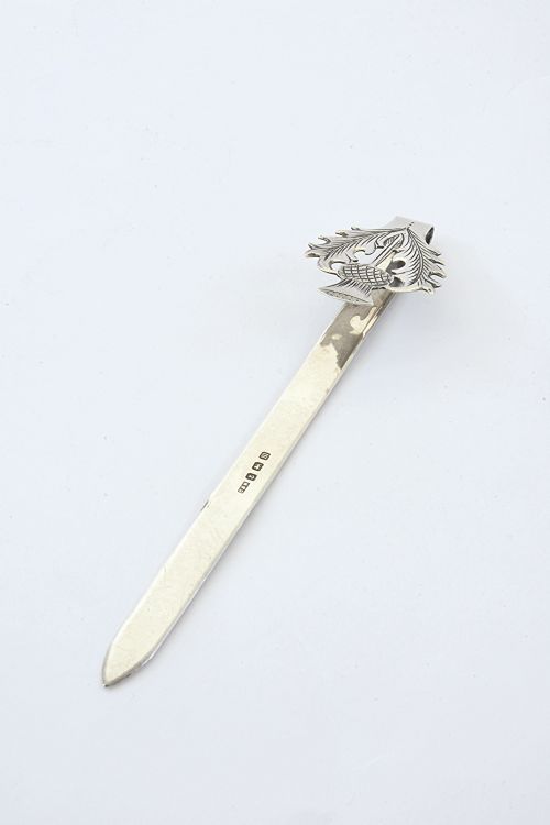 fig 1. Unusual Antique Silver Thistle Bookmark 1911