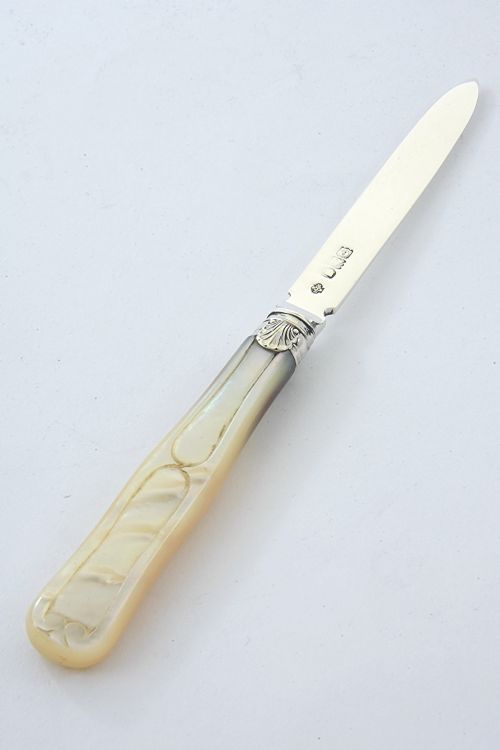 fig 1. Victorian Solid Silver Letter Opener with Mother of Pearl Handle 1900