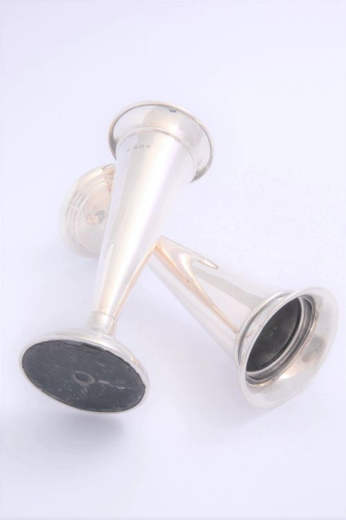 fig 2. Pair of Edwardian Antique Silver Trumpet Vases 1906