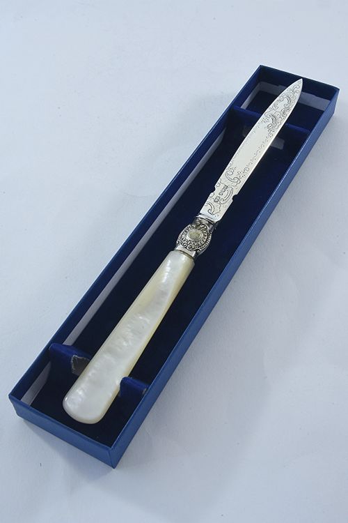 Victorian Silver Letter Opener with Mother of Pearl Handle 1900