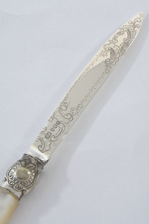 fig 2. Victorian Silver Letter Opener with Mother of Pearl Handle 1900