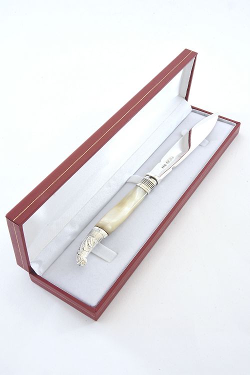 Solid Silver Letter Opener with Mother of Pearl Handle 1920