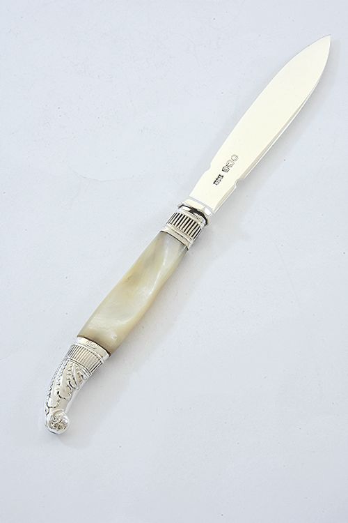 fig 1. Solid Silver Letter Opener with Mother of Pearl Handle 1920