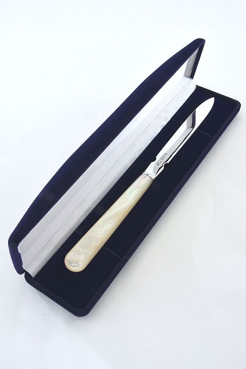 Solid Silver Letter Opener with Mother of Pearl Handle 1928