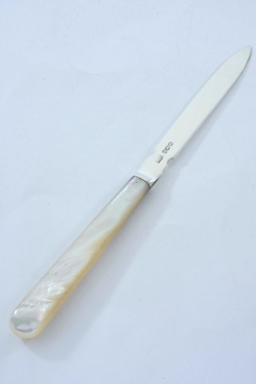 fig 1. Solid Silver Letter Opener with Mother of Pearl Handle 1928