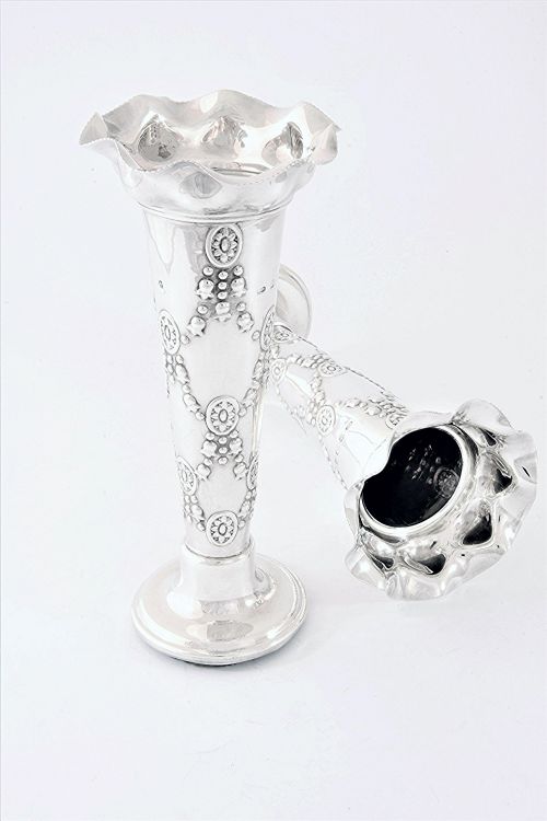 fig 2. Pair of Antique Silver Spill Vases 1903