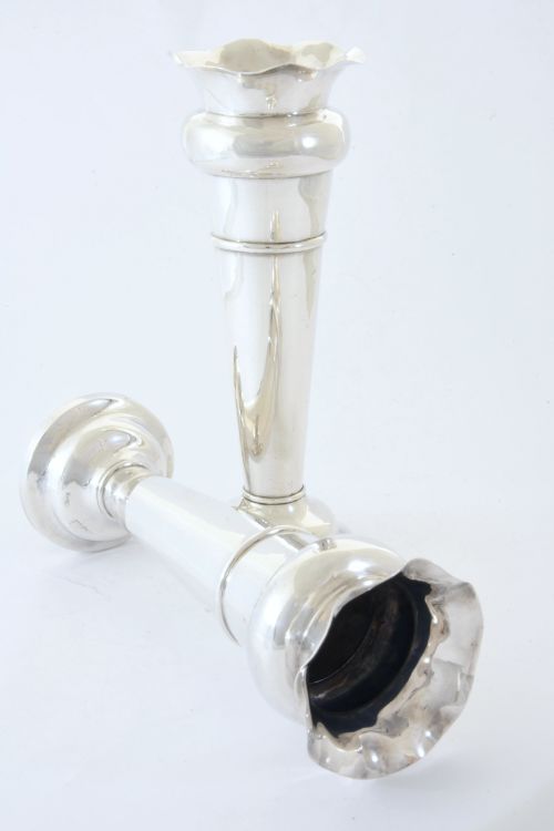 fig 2. Pair of Victorian Silver Trumpet Vases 1900