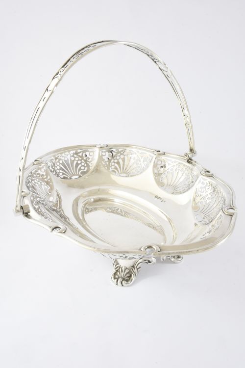 Edwardian Swing Handle Silver Basket 1908