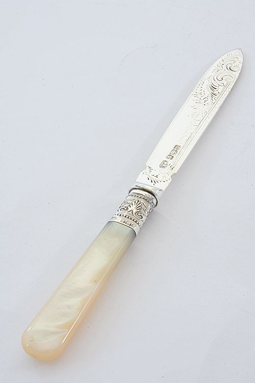 fig 1. Edwardian Silver Letter Opener with Mother of Pearl Handle 1905