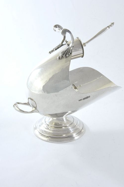 Rare Victorian Silver Sugar Scuttle & Scoop 1899